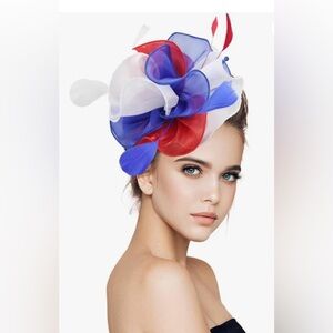 Red, white and blue Satin Fascinator Hat